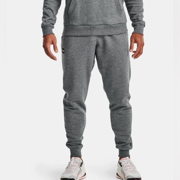 Under Armour Men's Rival Fleece Joggers Size 4XL Heather Grey Drawstring Pockets - Picture 1 of 8